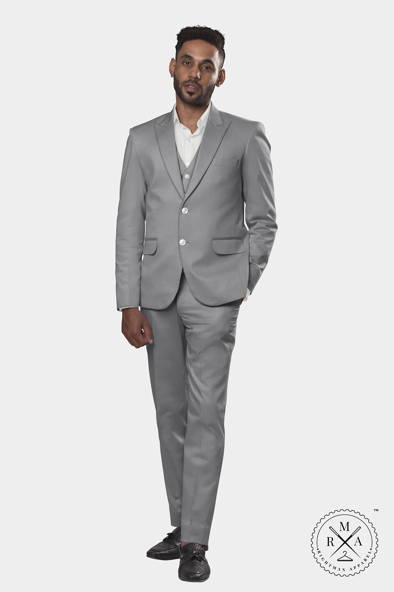 Plain Gray Three Piece Suit SU139